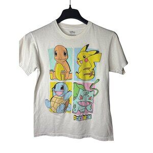 Pokemon Mens T-Shirt Size S Graphic Tee Charmander Pickachu Squirtle Bulbasaur